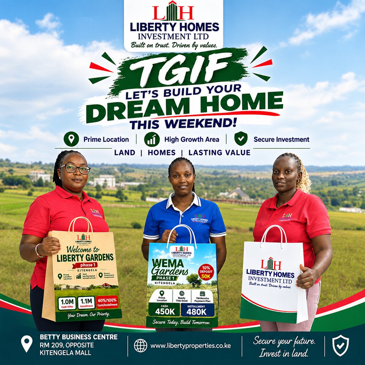 MbuguaNdungu17's tweet photo. TGIF! ππΏ
The week may be ending, but your investment journey doesnβt have to.
This weekend, take a step closer to owning land and building the future you envision.
#TGIF #LibertyHomesinvstltd #LandInvestment #RealEstateKenya #InvestInLand #Kitengela #WeekendPlans #OwnLand https://t.co/grmsS4AEpA