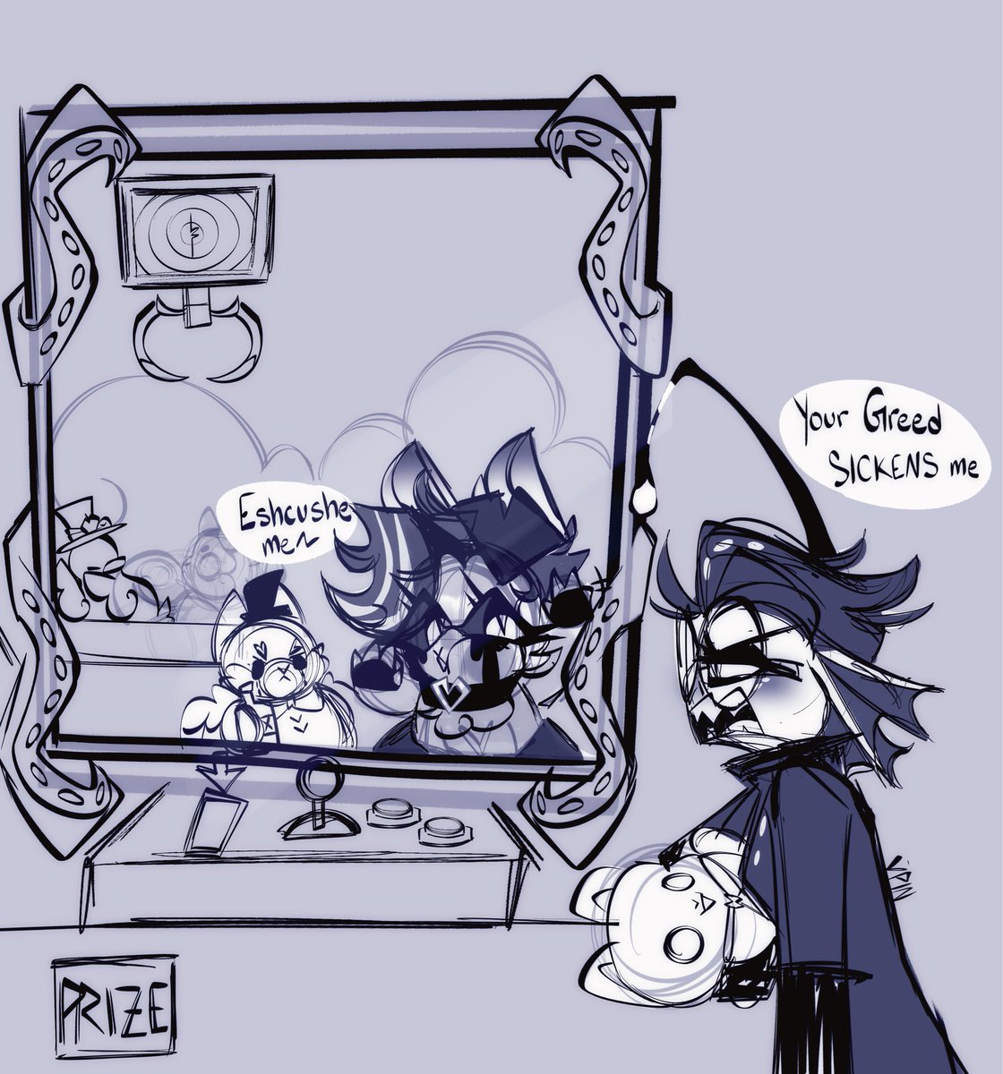 Pins_et_needles's tweet photo. LabAssistant AU Date: 
She heard Baxter loved puzzles and wanted to test a theory at the arcade. #baxter #baxterhazbinhotel #yumeship https://t.co/A6y0mBW4kl