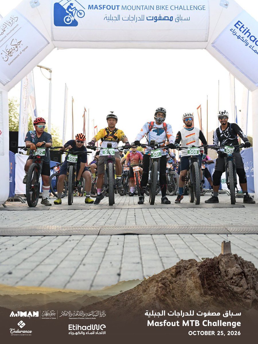 Endurance_ss's tweet photo. سباق مصفوت للدراجات الجبلية 🚵‍♂️
📆 25 أكتوبر 2026
📍 مصفوت، عجمان
🕐 6:30 صباحًا

Masfout mountain bike challenge 🚵‍♂️
📆 25 October 2026
📍 Masfout, Ajman
🕐 6:30 AM

Register now | سجل الآن
https://t.co/503lxDeOUl https://t.co/bIZnhC19sr