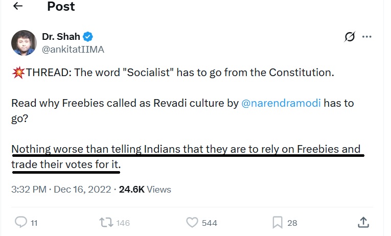 Sid19841984's tweet photo. 2022 - When AAP offers Freebies - Dim joker Ankit shah is enraged &amp; calls it "state sponsored mafia loot of taxes to sponsor the DRACULA of freebies" 

2026 - when BJP offers freebies - Dim says "whats the problem with a lil help - we need to learn some compassion. " 

😜 https://t.co/FUGz49elSq