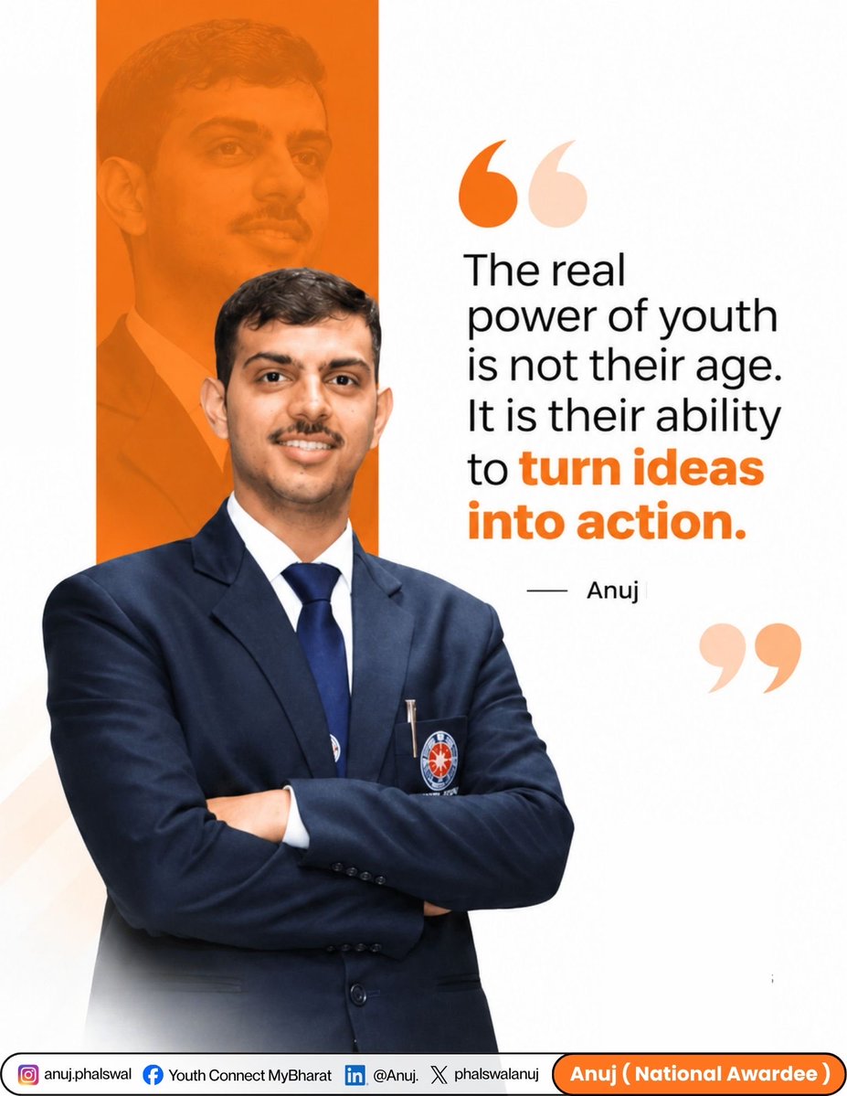 phalswalanuj's tweet photo. Youth is not about age. It’s about the courage to turn ideas into action, take responsibility, and create meaningful change.

The future belongs to those who don’t just imagine change — they act on it.

— Anuj

#YouthEmpowerment #YouthLeadership #AnujPhalswal https://t.co/PFdz3Da12T