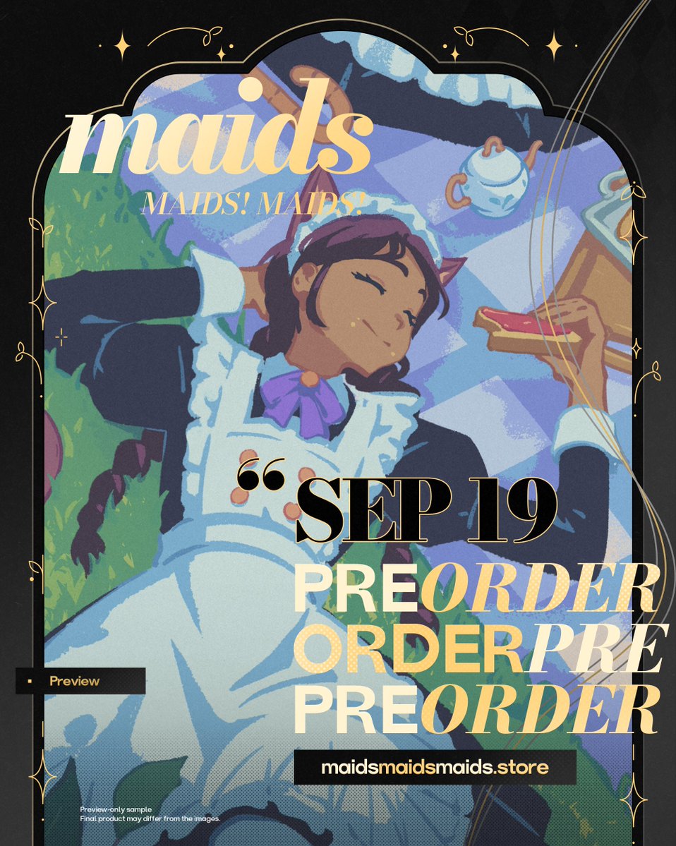 Taijuey's tweet photo. Participated in a fun maid-themed art zine, in the company of some other amazingly talented artists!
A sneak peek at my illustration-
Preorders are already open!:
https://t.co/AZMZjWh8Qo
#ITSMAIDTIME https://t.co/4ig7vMr4vl