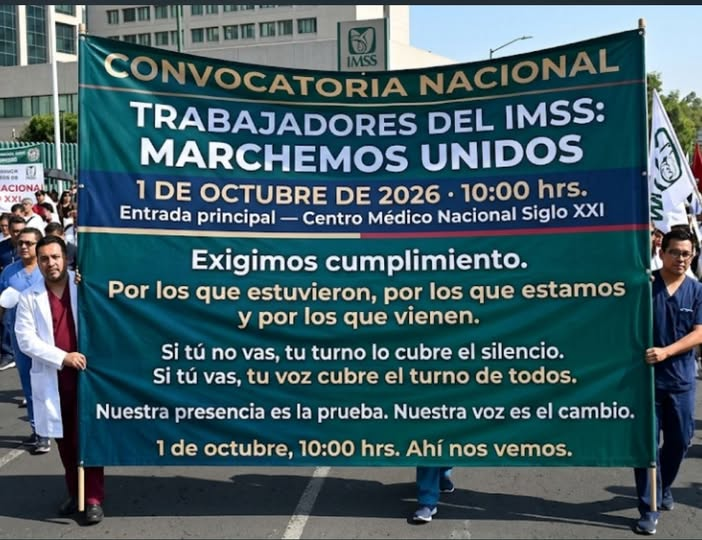 GARCIPAVON's tweet photo. Nueva convocatoria a nivel nacional del sector salud, Manifestación 1o. de octubre, 10:00 am. Centro Médico Nacional Siglo XXI 👇