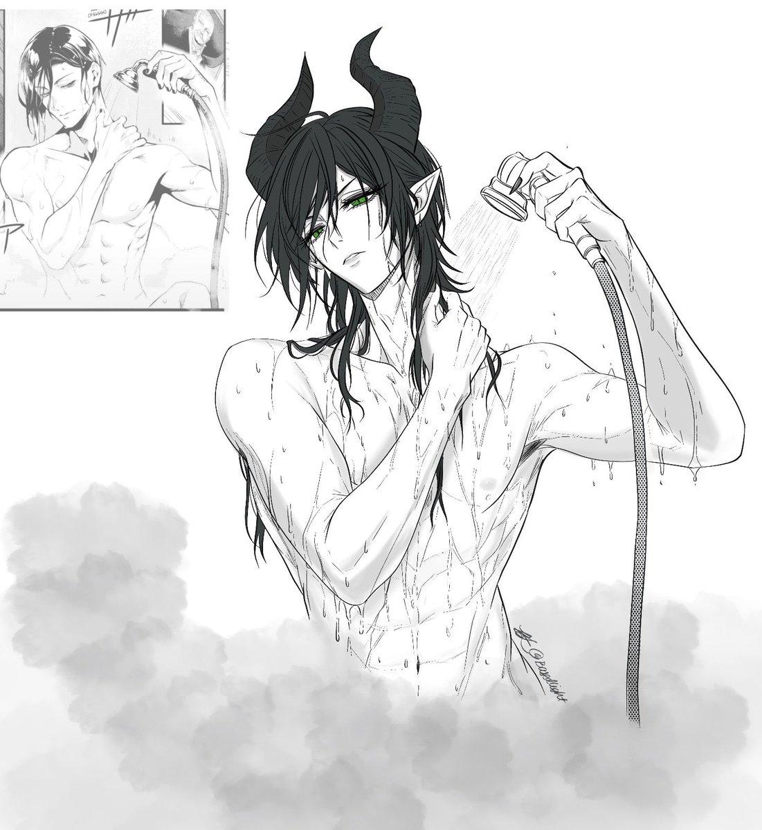 basedIight's tweet photo. Malleus WIP 80% ~ ✨ #ツイステ　#黒執事　#rkgk https://t.co/HqhDZiyL1Y