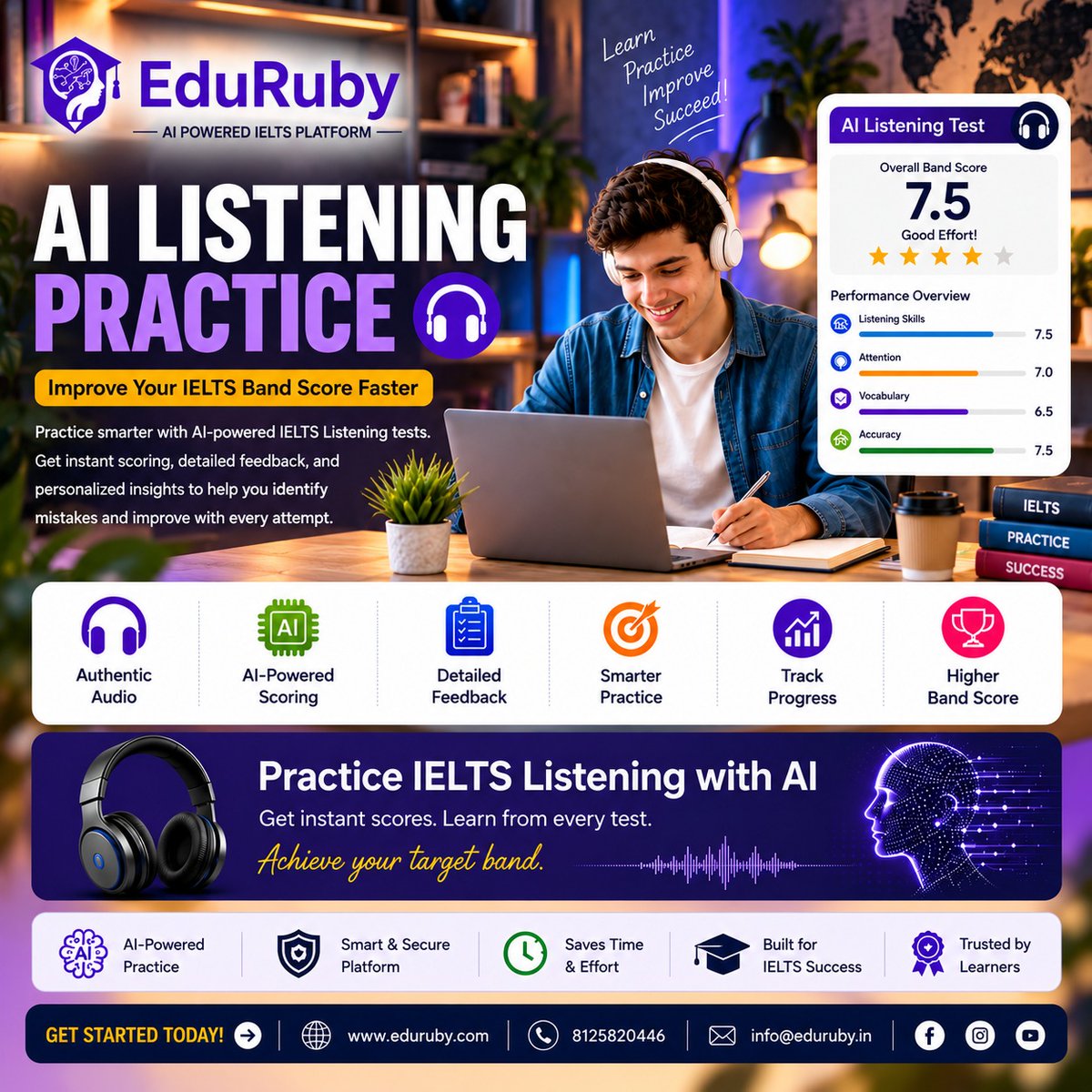 EduRuby100's tweet photo. Improve Your IELTS Listening Score with AI!
Struggling to improve your IELTS Listening band score? 
Take your preparation to the next level with EduRuby’s 
https://t.co/ovU64KyQ60
 8125820446
 info@eduruby.in
Get started today and make every practice test count!
#EduRuby #IELTS https://t.co/d9t1Vvhugl