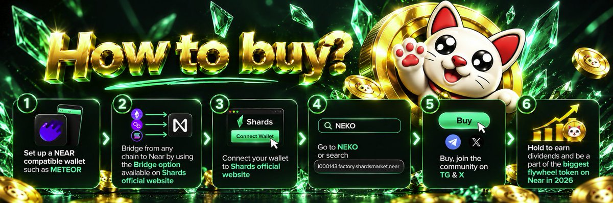 NekoOnShards's tweet photo. We're officially live on @shardsmarket.

Here's a quick step by step process on how you can buy $NEKO 

https://t.co/HEWSUeixtb https://t.co/sdtgkzODz1