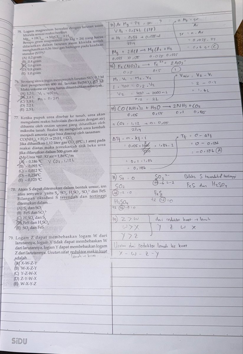 calistarynxu's tweet photo. teman timun ini ada pembahasan kimia TO 2 inten yaww kode soal ku 470. maaf kalo masih pake pensil hehehe tp semoga membantuu ✌🏻. kalo ada yang keliru boleh banget diskusi bareng” 🤩 https://t.co/wY65UDqvfa