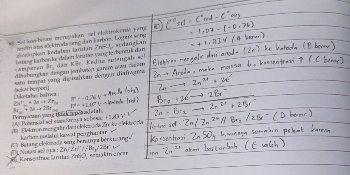 calistarynxu's tweet photo. teman timun ini ada pembahasan kimia TO 2 inten yaww kode soal ku 470. maaf kalo masih pake pensil hehehe tp semoga membantuu ✌🏻. kalo ada yang keliru boleh banget diskusi bareng” 🤩 https://t.co/wY65UDqvfa