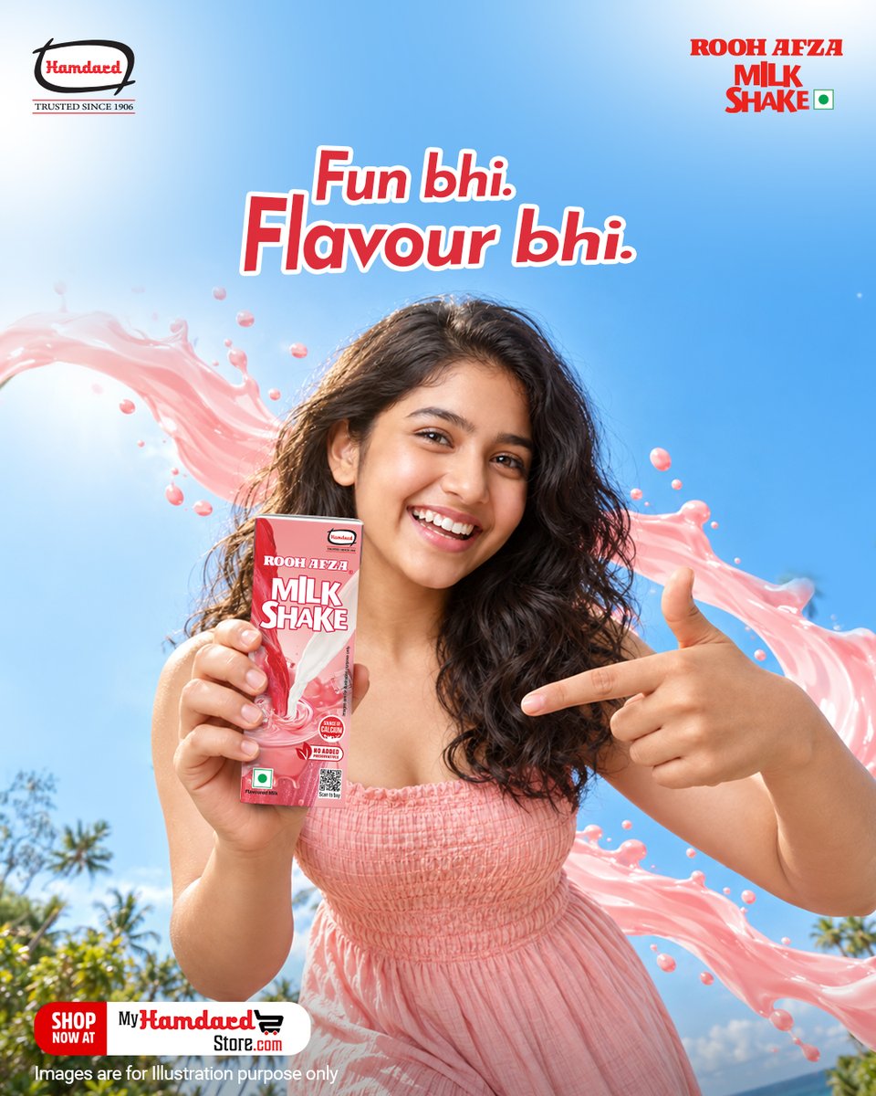 HamdardFoods's tweet photo. Fun bhi, flavour bhi! Rooh Afza Milk Shake ke saath har sip mein dono ka perfect mix.
#RoohAfzaMilkShake #RoohAfza #Hamdard #FunBhiFlavourBhi #MyHamdardStore https://t.co/TxF2DsHadA