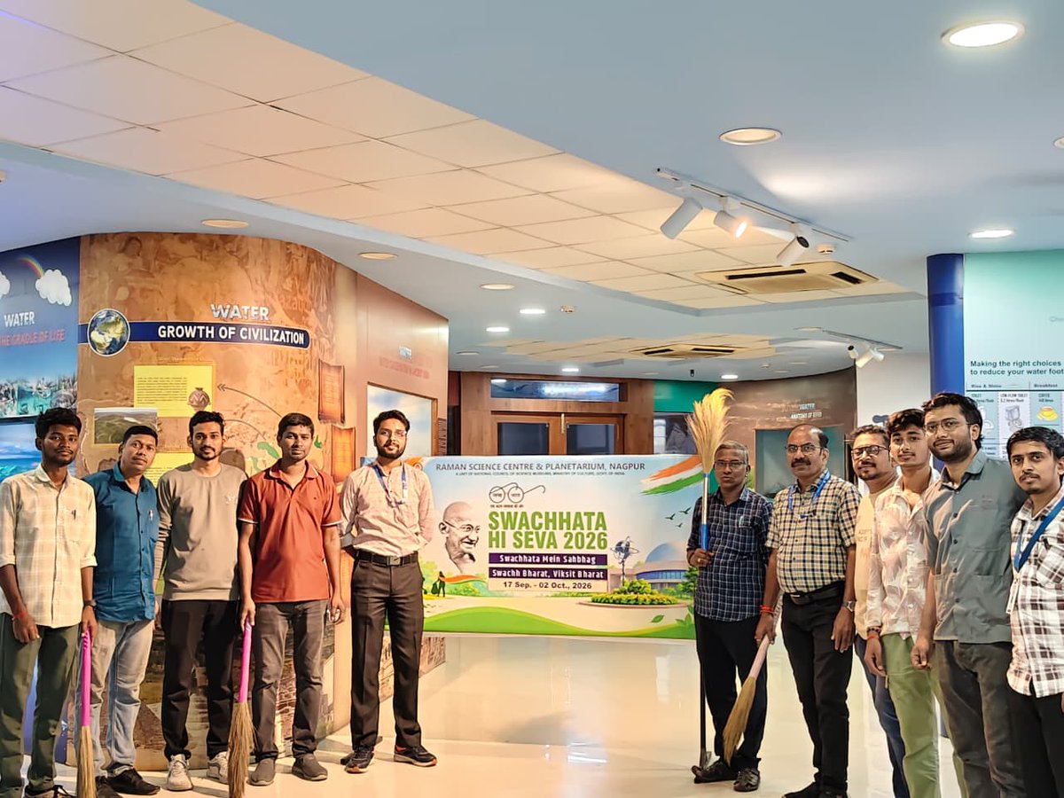 RamanCentre's tweet photo. 💧🧹 Clean Water Gallery, Cleaner Spaces!
As part of #SwachhataHiSeva2026, a Cleanliness Drive was carried out in the Water Gallery at @RamanCentre, a unit of @ncsmgoi @MinOfCultureGoI.💧🔬
#SwachhataMeinSahbhag #WaterGallery #CleanlinessDrive #SwachhBharat #CleanIndia https://t.co/SUX9cRUrQu