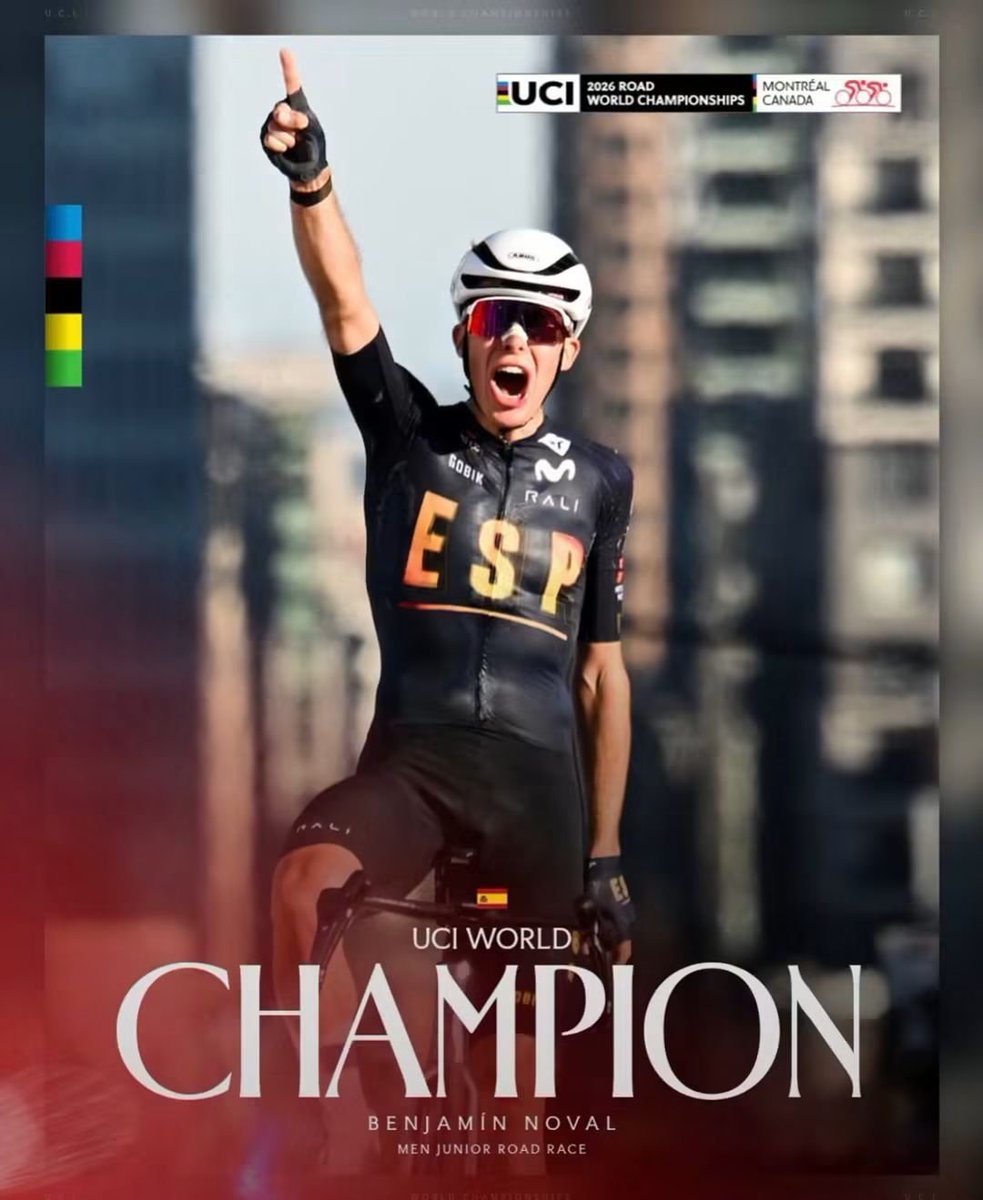 RTITANICO's tweet photo. Desde el Real Titánico queremos felicitar al lavianés Benjamin Noval Suárez por la hazaña conseguida en Montreal (Canadá). ¡Doble Campeón del Mundo de ciclismo en categoría junior en contrarreloj y en ruta!

¡BRAVO Y PUXA LAVIANA!

#mundialjunior #montreal2026 https://t.co/fBpGlylzFe