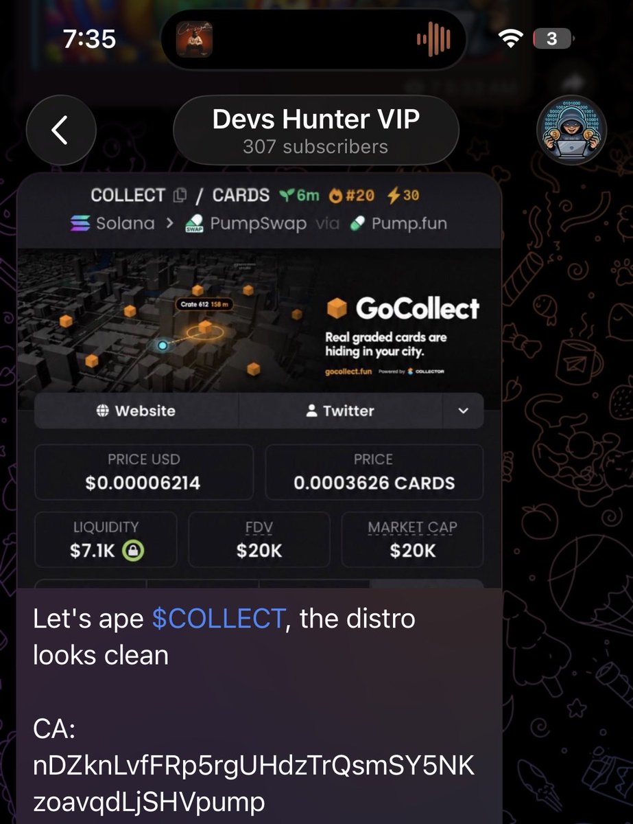 devs_hunter's tweet photo. $20k - $1.6M, another massive profit on $COLLECT nDZknLvfFRp5rgUHdzTrQsmSY5NKzoavqdLjSHVpump in my premium signal group.

You can’t be in my signal group and not making money, it's almost impossible.

💰 We have less than 8 hours to END our WEEKEND DISCOUNT.

0.45 sol ($50) just for 5 people, 
👉 12 months membership benefits,
👉 2 - 5 best signals per day (both on Solana, Robinhood and BnB chains).
👍 2 videos per week on how to identify rugs and the tools i'm using + FREE LIFETIME premium access to my token scanner.

🚨When the slots are all filled, the subscription fee will be back to 1 sol ($117) as usual.

If you're tired of watching your money disappear on rugs and random calls, this is where you stop the bleed and start trading like you mean it.

Hit DM if interested 👍.