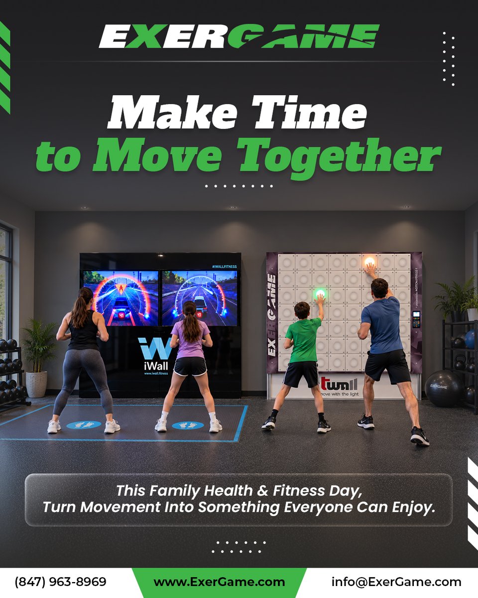 ExergameFitness's tweet photo. 🎮💪 Make Time to Move Together!
Turn family fitness into fun with interactive experiences from Exergame Fitness. Get moving, play together, and make fitness exciting for everyone! ❤️
🌐 Learn more 👉: https://t.co/eWy78eYIKr
#ExergameFitness #FamilyFitness #InteractiveFitness https://t.co/Gj3wrQ1L8Q