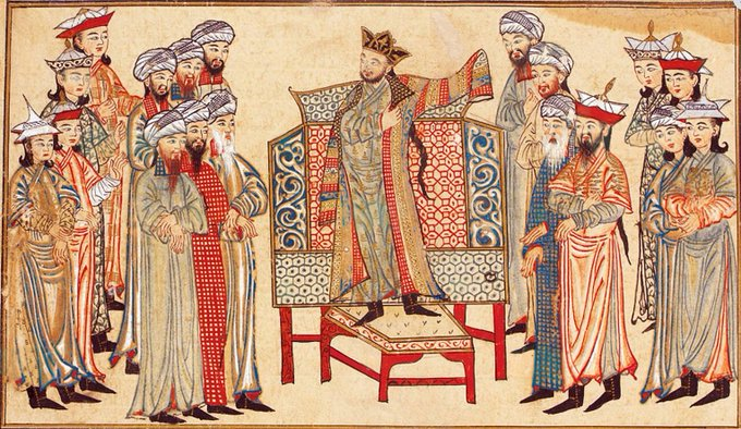 IslamicSH_'s tweet photo. Sultan Mahmud wearing a robe of honour (khilʿa) sent by the Abbasid Caliph al-Qādir bi’llāh.

Jāmiʿ al-Tawārīkh. https://t.co/xy1hnzGd50