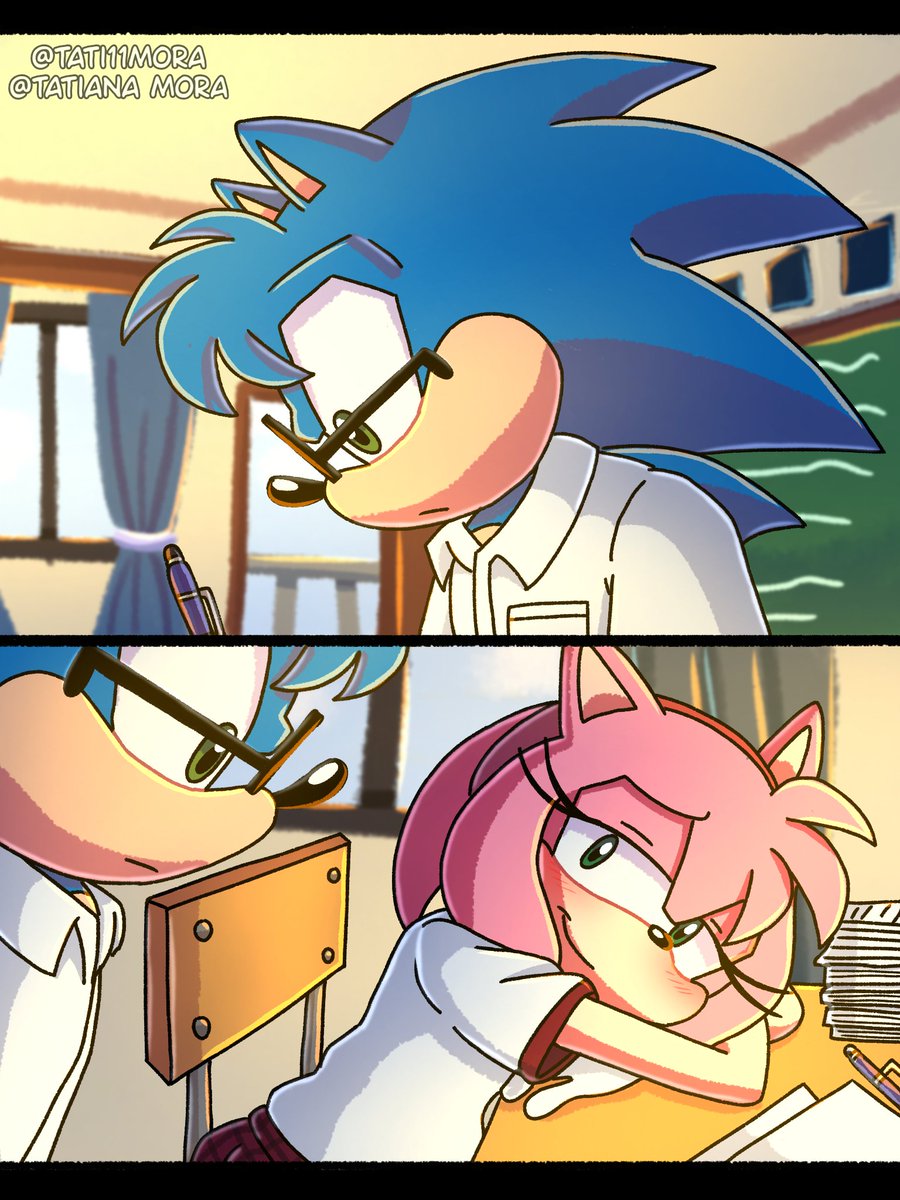 Tati11M's tweet photo. Sonamy week 2026 (Tumblr) day 5 School

#sonicthehedgehog #amyrose #nickythehedgehog #nickyparlouzer #sonic #sonicart #sonic #sonicfanart #sonamyweek2026 #sonamyweek #sonamy #nickamy https://t.co/ccY6vnMTQs