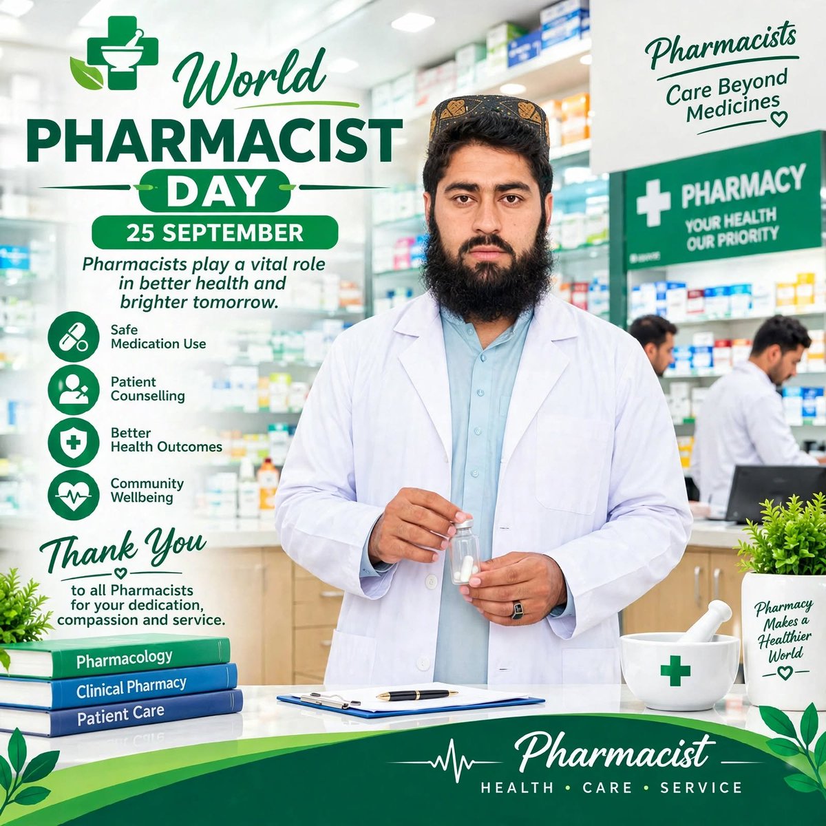 Stalha1236's tweet photo. نن د نړۍ د درملپوهانو ورځ ده.

زه ویاړم چې درملپوه جوړېږم. 💊🎓

د دې ورځې مبارکي ټولو درملپوهانو ته، او په ځانګړې توګه زما ټولو ټولګیوالو ته چې د راتلونکي نسل درملپوهان دي.
هیله ده چې په راتلونکي کې به د خلکو د روغتیا او درملنې په برخه کې د خدمت کولو ویاړ ترلاسه کړو. https://t.co/coZJiUe1Kr