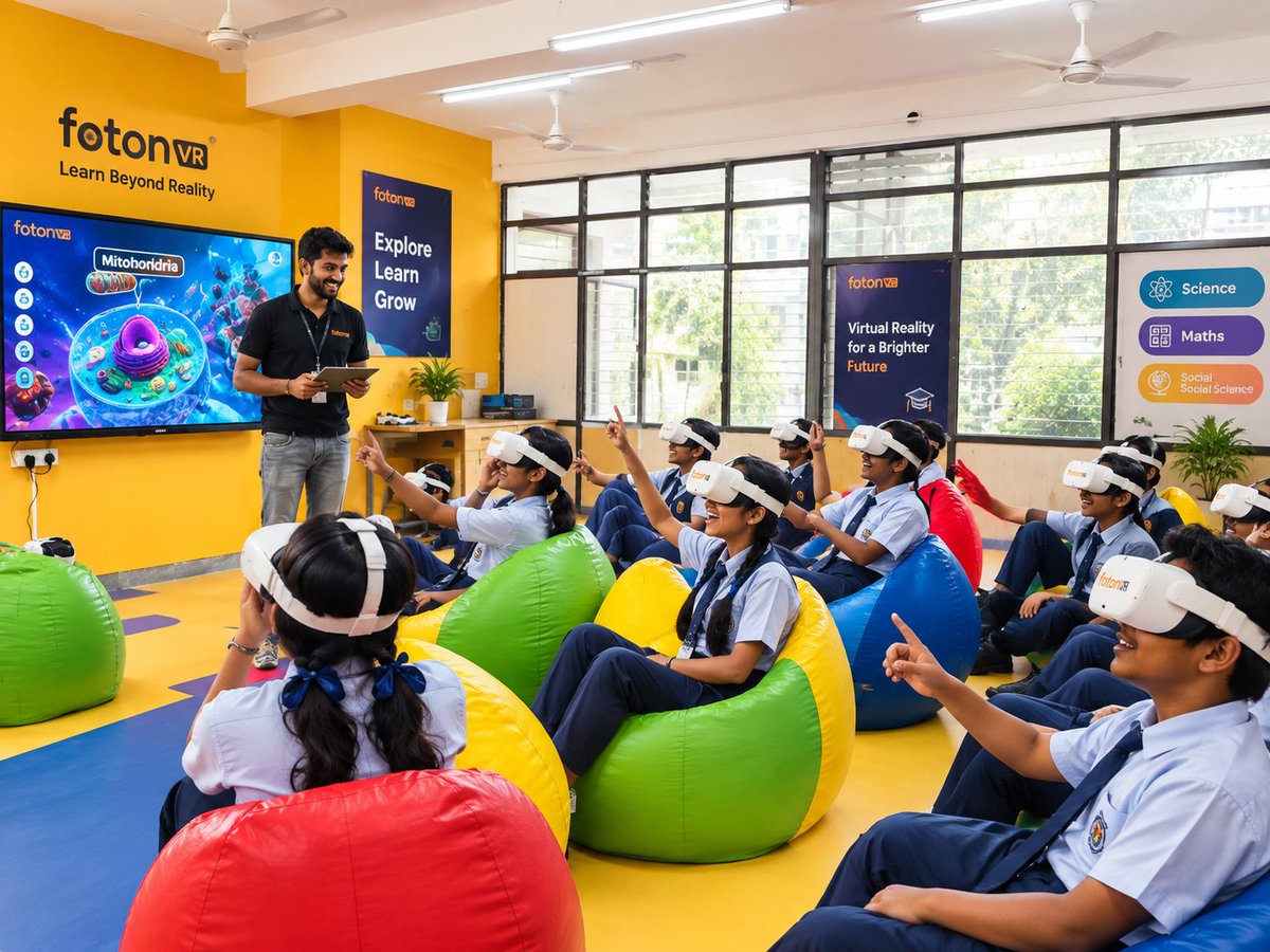 Parth_7i's tweet photo. “Will I have time to learn a new system?”

With FotonVR, teachers get guided lessons, easy controls &amp; hassle-free setup—so they stay in control while students explore immersive 3D learning. 🚀🥽

Science teachers, how do you handle complex practical demonstrations? https://t.co/B0g6B44s2H