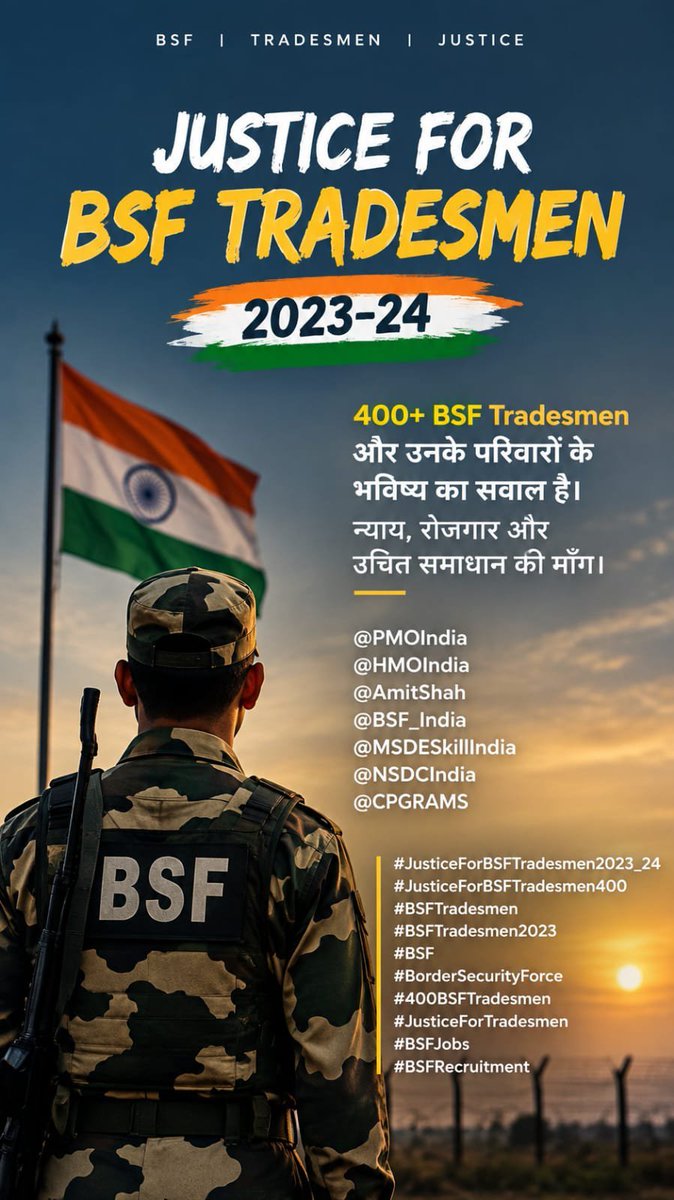VishalTagore14's tweet photo. #JusticeForBSFTradesmen2023_24

#JusticeForBSFTradesmen400

@PMOIndia

@HMOIndia

@AmitShah

@RahulGandhi

@BSF_India

@NSDCIndia

@cpgrams

400++ जव��न साइबर ठग के शिकार होए है हमें नियाय चाहिए भारत सरकार से

#JusticeForBSFTradesmen2023_24 https://t.co/aFcLijYCRH