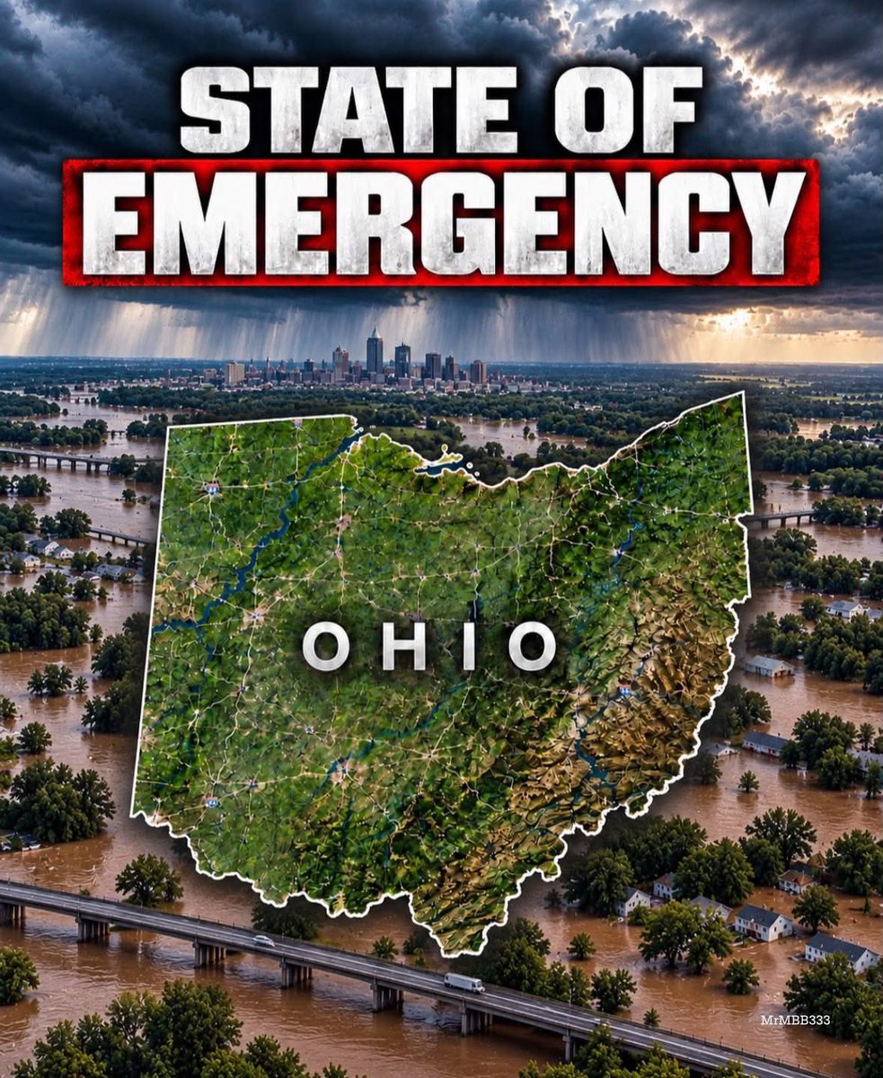 MrMBB333's tweet photo. STATE OF EMERGENCY DECLARED ACROSS 19 OHIO COUNTIES

Severe storms have turned into a widespread flooding emergency across Ohio.

Roads are underwater, homes and infrastructure damaged, and emergency crews carried out rescues after people became trapped in vehicles and homes.

Vinton County was among the hardest hit, while flooding in Meigs County forced road and school closures.

Now 19 counties are under a State of Emergency, bringing additional crews, equipment and resources into affected communities.

#MrMBB333 #Ohio #Flooding