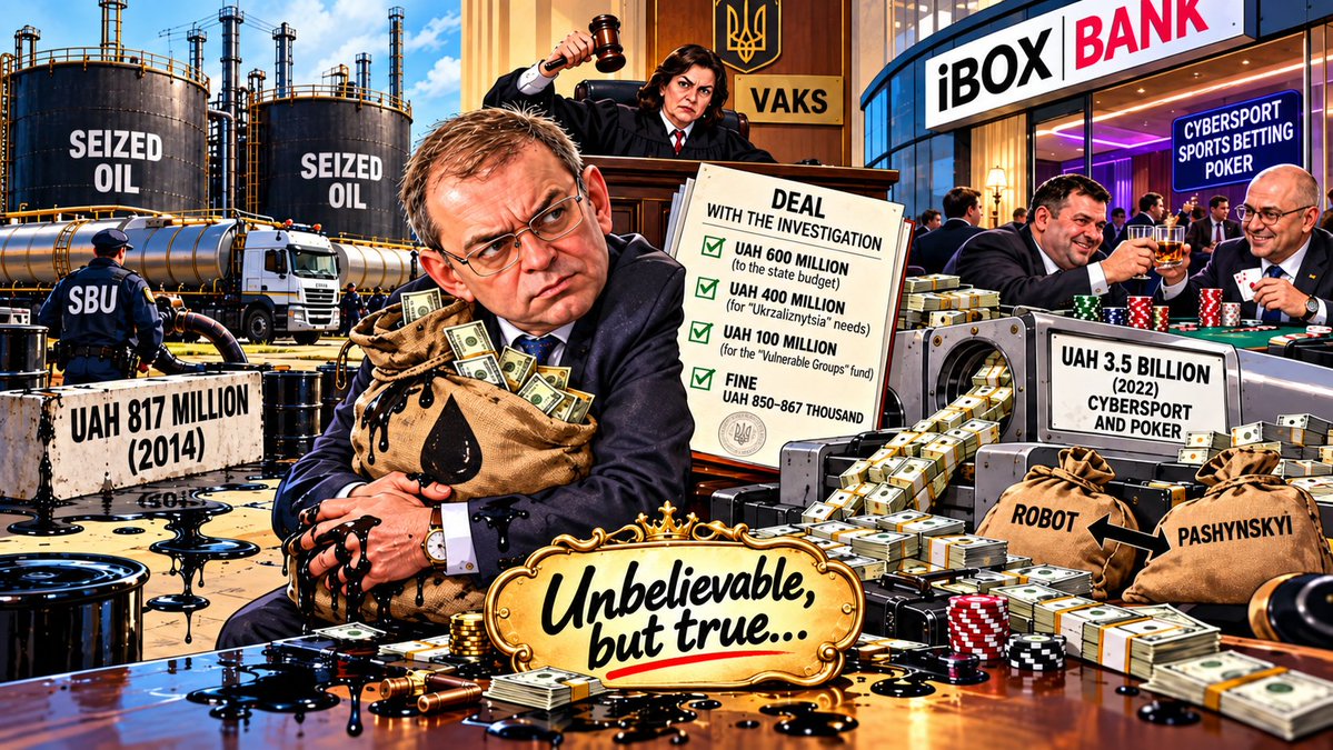 n_no_f_eu's tweet photo. 817M UAH in Seized Oil and Billions Under "#Poker": #Pashynskyi Pleads Guilty as #Ibox Bank Shut Down for Money Laundering

The High Anti-Corruption Court (#VAKX) approved a plea agreement with Serhiy #Pashynskyi—former #MP, ex-Head of the Presidential Administration, and former chairman of the parliamentary National Security and Defense Committee. Pashynskyi pled guilty to abuse of power and participation in a criminal organization, agreeing to cooperate with investigators.

The case centers on March–June 2014 events involving seized oil products, causing state damages estimated at over 817 million UAH in 2014 prices. Asset confiscation was omitted from the plea deal as the relevant statutory sanction was introduced after the alleged crimes.

Pashynskyi's plea terms total over 1.1 billion UAH: 600 million UAH to the state budget over 2.5 years, 400 million UAH to the Come Back Alive Foundation or defense procurement, and 100 million UAH to the #Sternenko Community, alongside an 850,000+ UAH criminal fine. However, adjusting 1.1 billion UAH for inflation reduces its equivalent value to ~260 million UAH in 2014 terms, rendering state recovery significantly lower than the original damages.

Concurrently, Ibox Bank—majority-owned by former Kyiv City Council member Volodymyr #Drobot (73.92%) and Alena #Shevtsova (24.98%)—had its license revoked by the National Bank of Ukraine (#NBU) on March 7, 2023, over severe anti-money laundering violations. Between February and December 2022 alone, seven entities funneled over 3.5 billion UAH through the bank disguised as "e-sports" and "poker" transactions to mask illegal gambling operations. As of February 2023, Ibox Bank held 6.256 billion UAH in assets against 4.7 billion UAH in liabilities.

Editorial sources suggest close ties between Pashynskyi and Drobot, alleging capital from the 2014 oil scheme entered banking channels via Drobot. However, neither VAKX rulings nor NBU liquidation orders establish a direct financial link, leaving the connection a media hypothesis pending documentary proof.

Unbelievable, but true…

https://t.co/Gg5SOs9E4o
