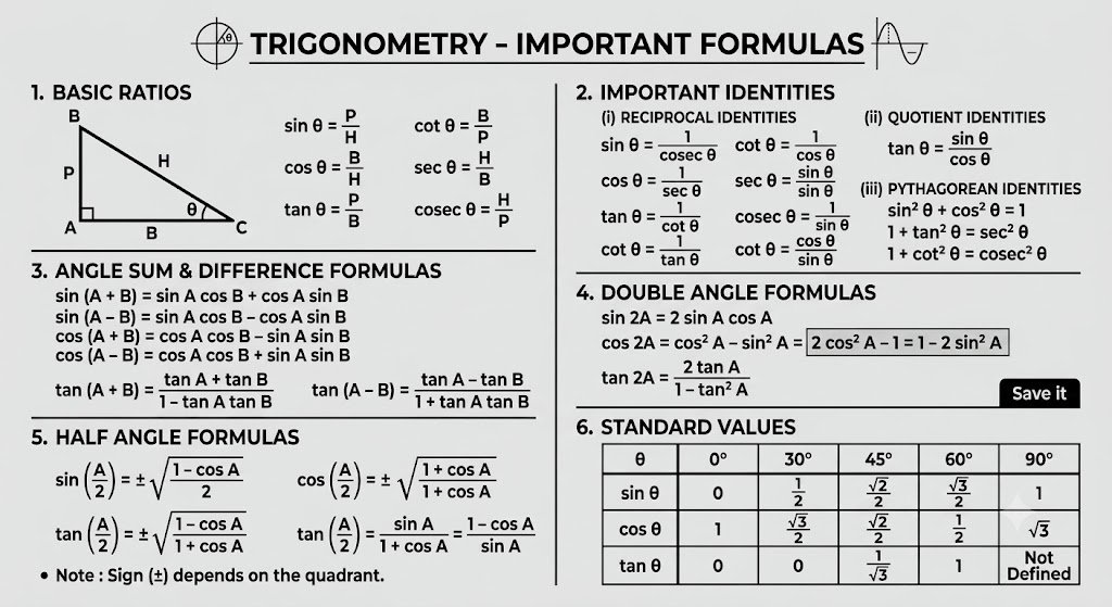 SolvingForZ's tweet photo. ‼️Trigonometry Formula Revision👍‼️
Save and Share it 😊

#maths #mathematics https://t.co/IcpmDNIdgM