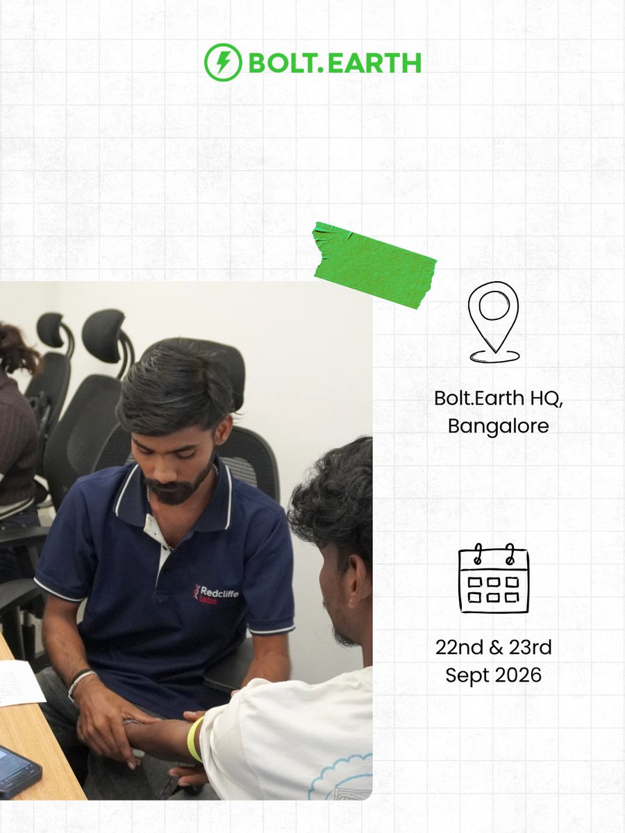 bolt_earth's tweet photo. A different kind of check-in at @bolt_earth π
Our Annual Health Check-Up Camp gave the team a chance to pause, get their routine health checks done and put wellbeing first.
Because taking care of our people matters, too.
#BoltEarth #LifeAtBoltEarth #HealthCheckup https://t.co/9ptzebTOqi