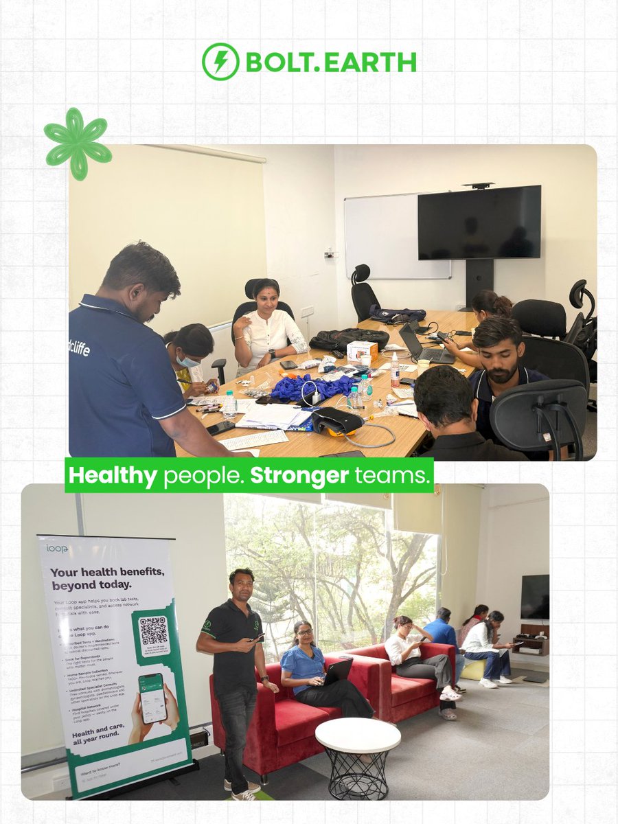 bolt_earth's tweet photo. A different kind of check-in at @bolt_earth π
Our Annual Health Check-Up Camp gave the team a chance to pause, get their routine health checks done and put wellbeing first.
Because taking care of our people matters, too.
#BoltEarth #LifeAtBoltEarth #HealthCheckup https://t.co/9ptzebTOqi