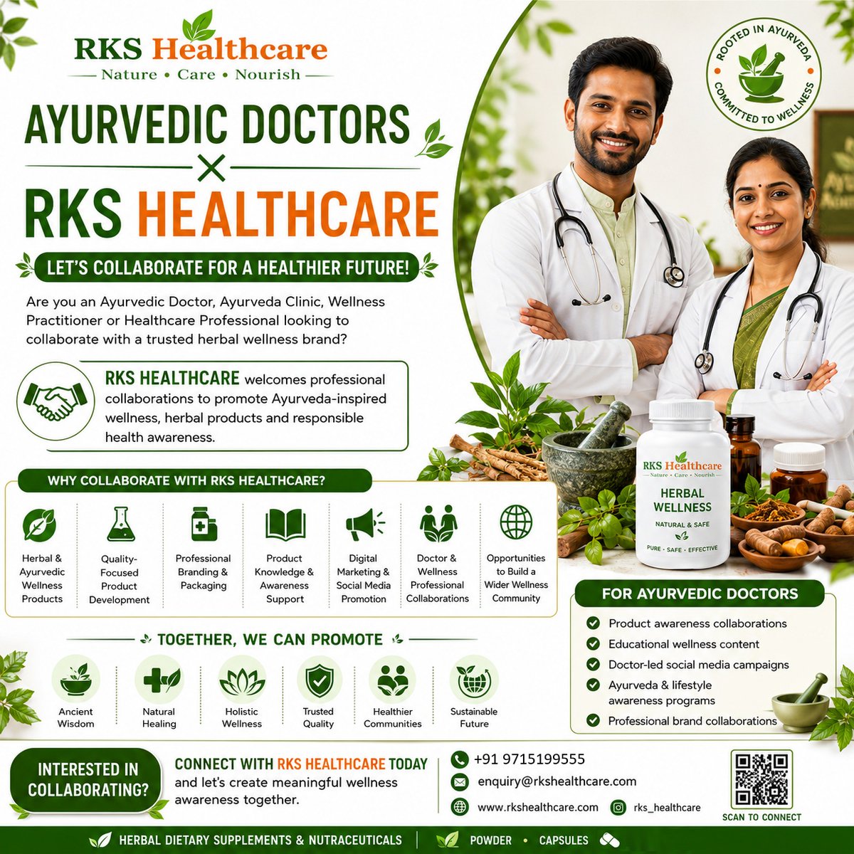 NubiaLayhesb's tweet photo. Ayurvedic doctors, clinics, wellness practitioners and healthcare professionals: RKS Healthcare welcomes collaborations in herbal wellness, educational content, lifestyle awareness and responsible health promotion. Let’s build a healthier future https://t.co/2NK82vpAc4
