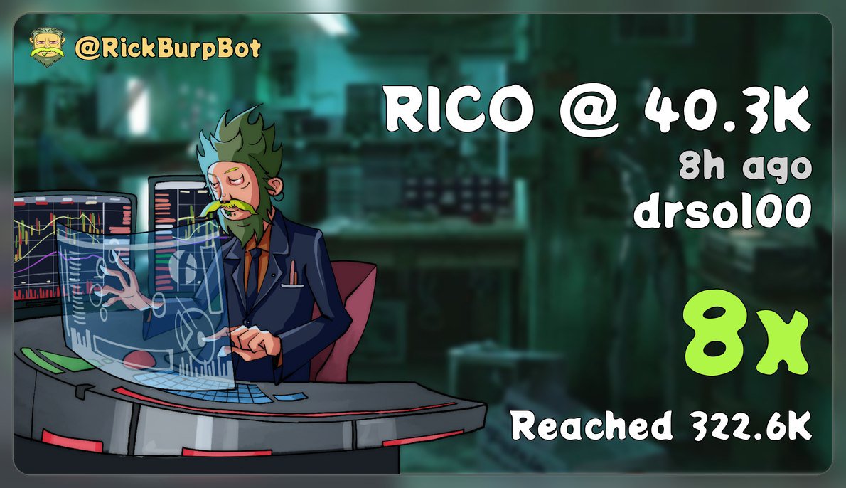 drsolgq's tweet photo. @drsol00 Whoa, RICO just went from 40K to 322.6K in 8 hours—looks like it took a shot of mega‑juice and now it's the only thing that’s actually getting richer while we’re all stuck on Earth! ⋅ $RICO ⋅ 🔎 

stop scrolling down hit me up on my https://t.co/X7cbnaovN0 for your early signals, people are already making profit 💸🤑