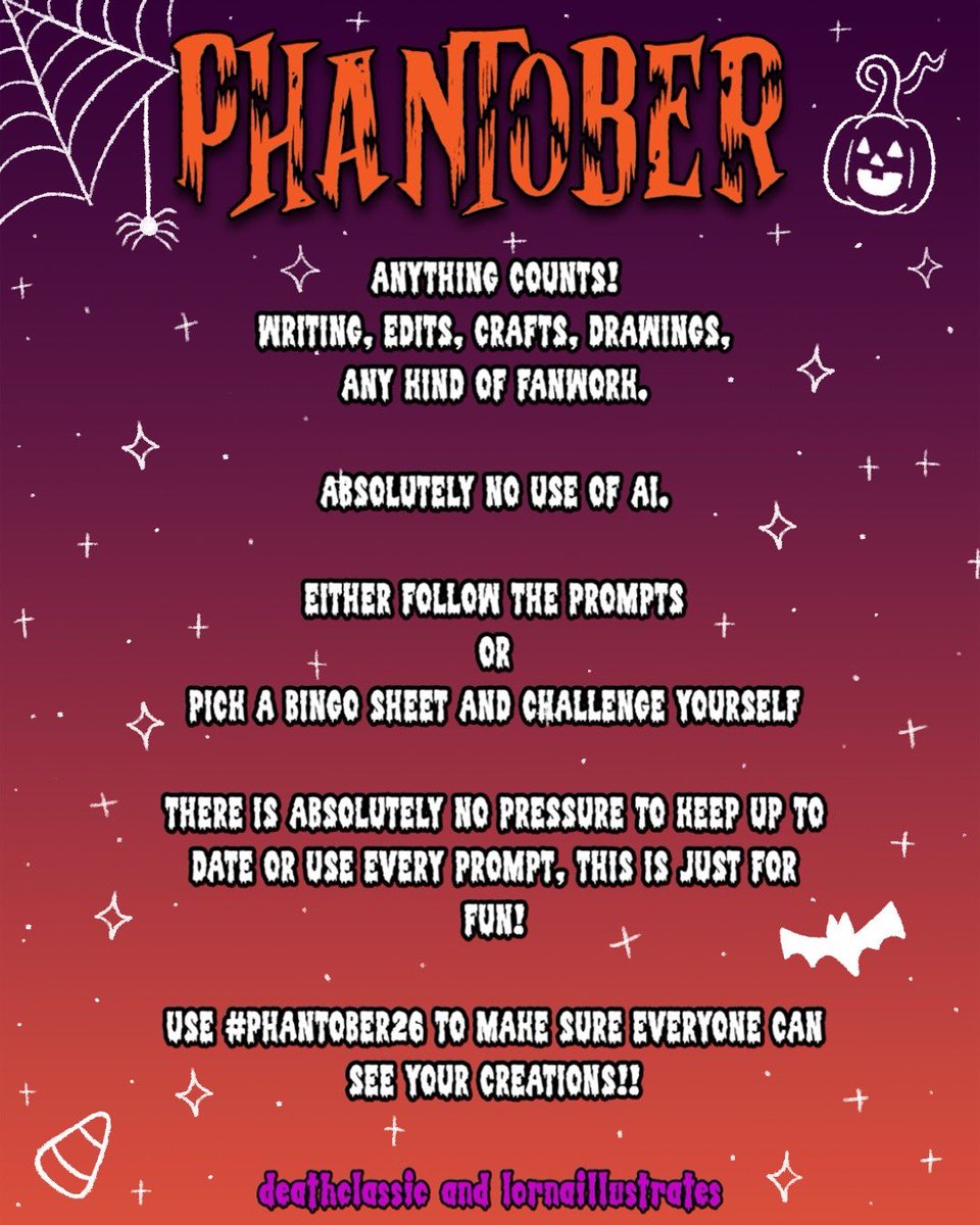 lornadraws's tweet photo. BOO! 👻 

it’s spooky season so come and join me and @deathclassic___ for another month long challenge - PHANTOBER! 🎃 

#phantober26  #phanart https://t.co/HFl4Dd1qzd