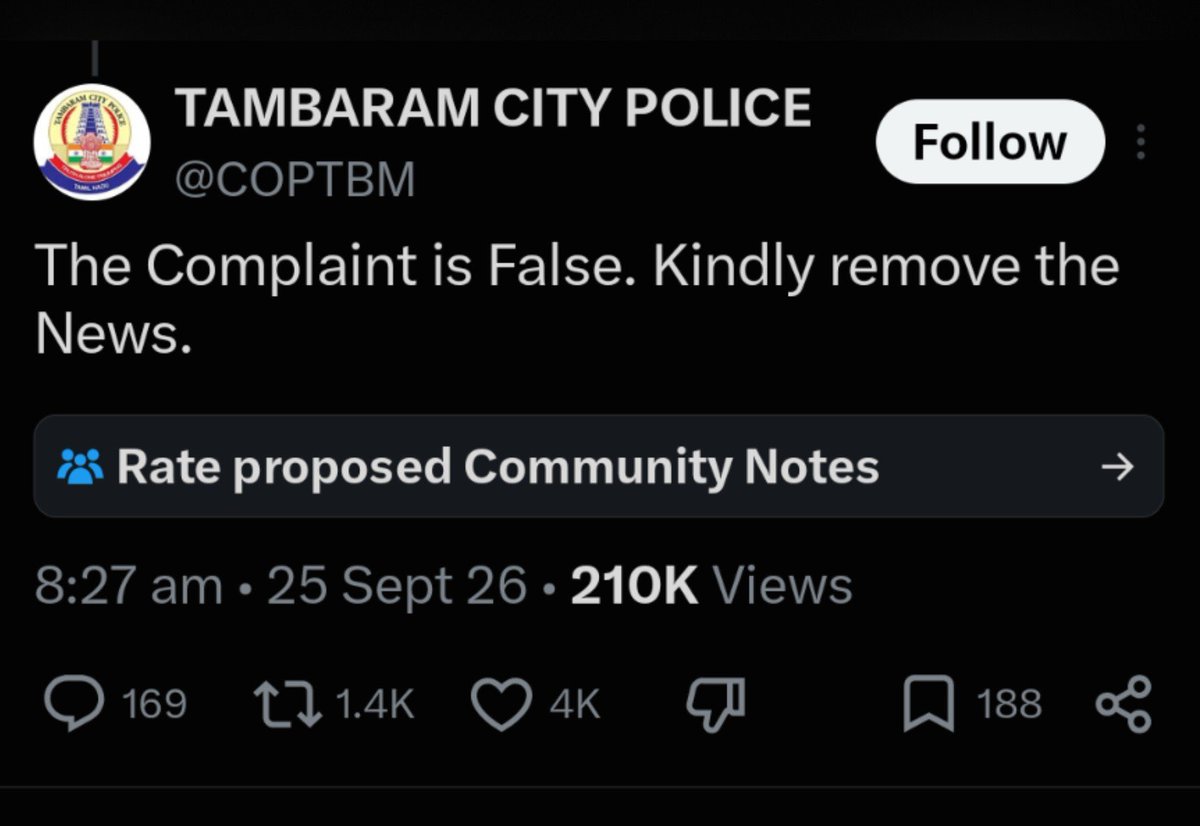 Surya_BornToWin's tweet photo. Fake news என்று Fake News போட்ட தாம்பரம் போலீஸ் @COPTBM 👌👌👌

கடேசில ரூட் மாஃபியா, தமிழ்நாடு போலீசவே fake news போட வச்சிருக்கான்👏🏻👏🏻👏🏻

அதை டெலிட் பண்ணி இப்போ அசிங்கப்பட்டது போலீசா?? இல்ல போலீஸ் மந்திரி விஜயா??😡😡😡 https://t.co/EzQ5yQdOIq