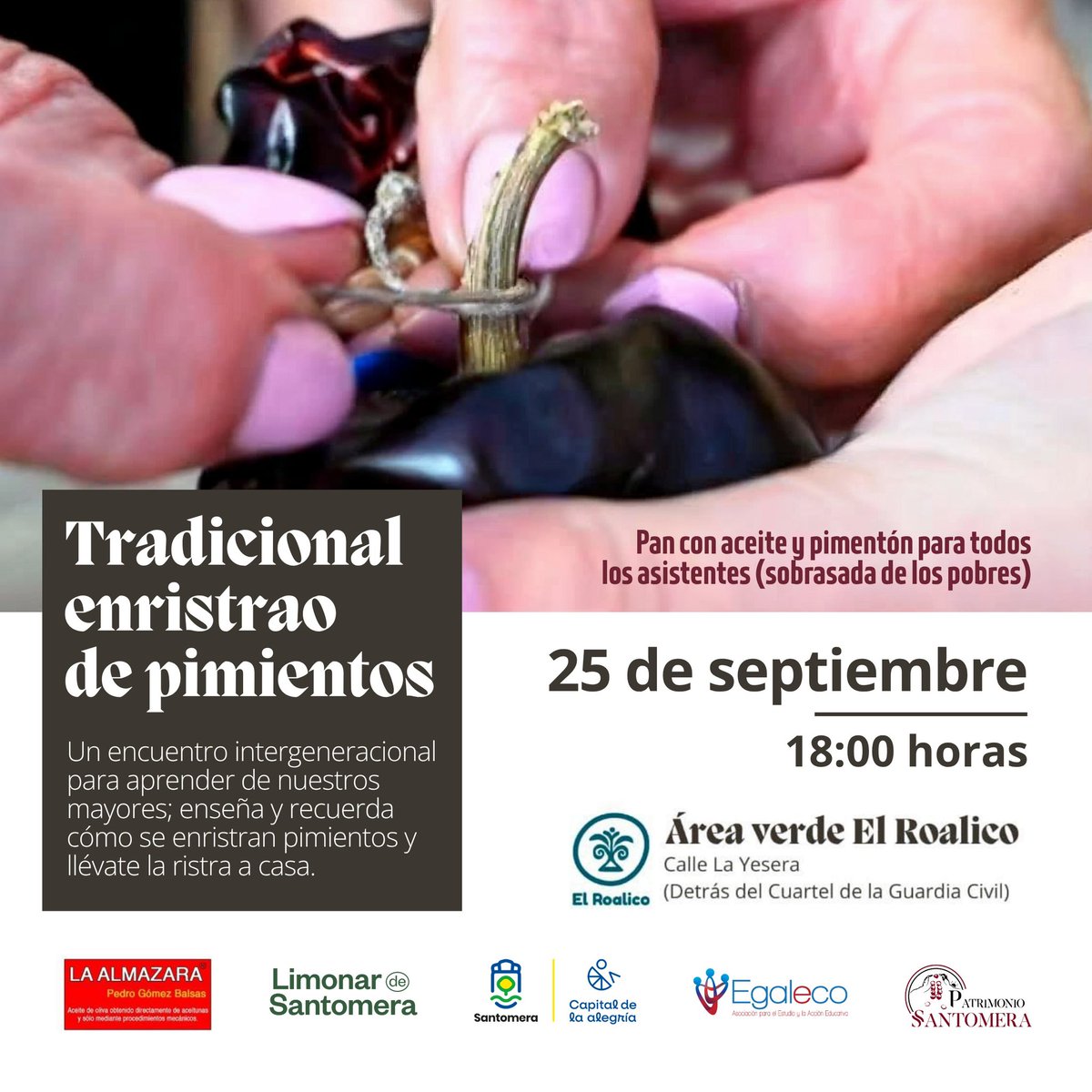 PSantomera's tweet photo. No te pierdas mañana una tarde de amigos y familia en las fiestas populares. En el Roalico Huerto Urbano con la colaboración de la Almazara de Pedro Gómez Balsa y El Limonar de Santomera. https://t.co/ydfndx4j32