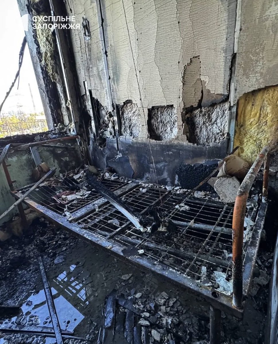 maksymeristavi's tweet photo. russians slammed kamikaze drones into a hospital in my homecity Zaporizhzhia. twice. not a nation, not a state. a death cult. https://t.co/At7YjcipRh