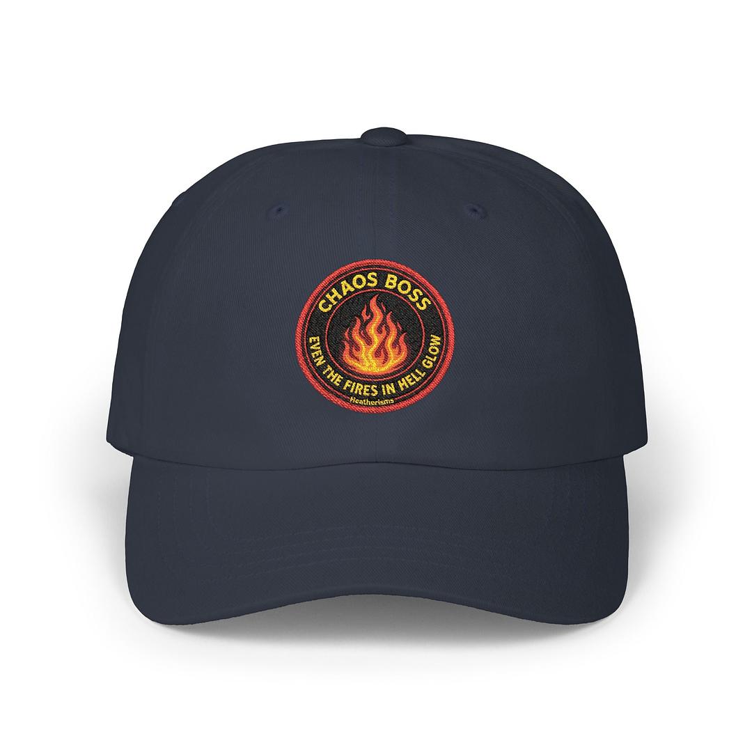 MerriStepa9w's tweet photo. Wear this and people will assume you control small disasters. CHAOS BOSS embroidered dad hat: stitched attitude, zero actual training. Pretend you show up on time. $34. 92. https://t.co/QKaWrmnio1
