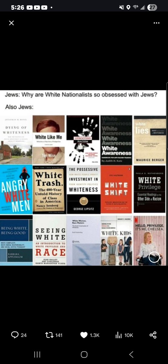 DAMAGE_INC45's tweet photo. @CilComLFC Yeah what's wrong with the authors of these books? Theyre all jewish and they all hate white n people. Can't imagine why white people dont just shut up and let jews commit blood libels against them. https://t.co/8VM9VoJkv0