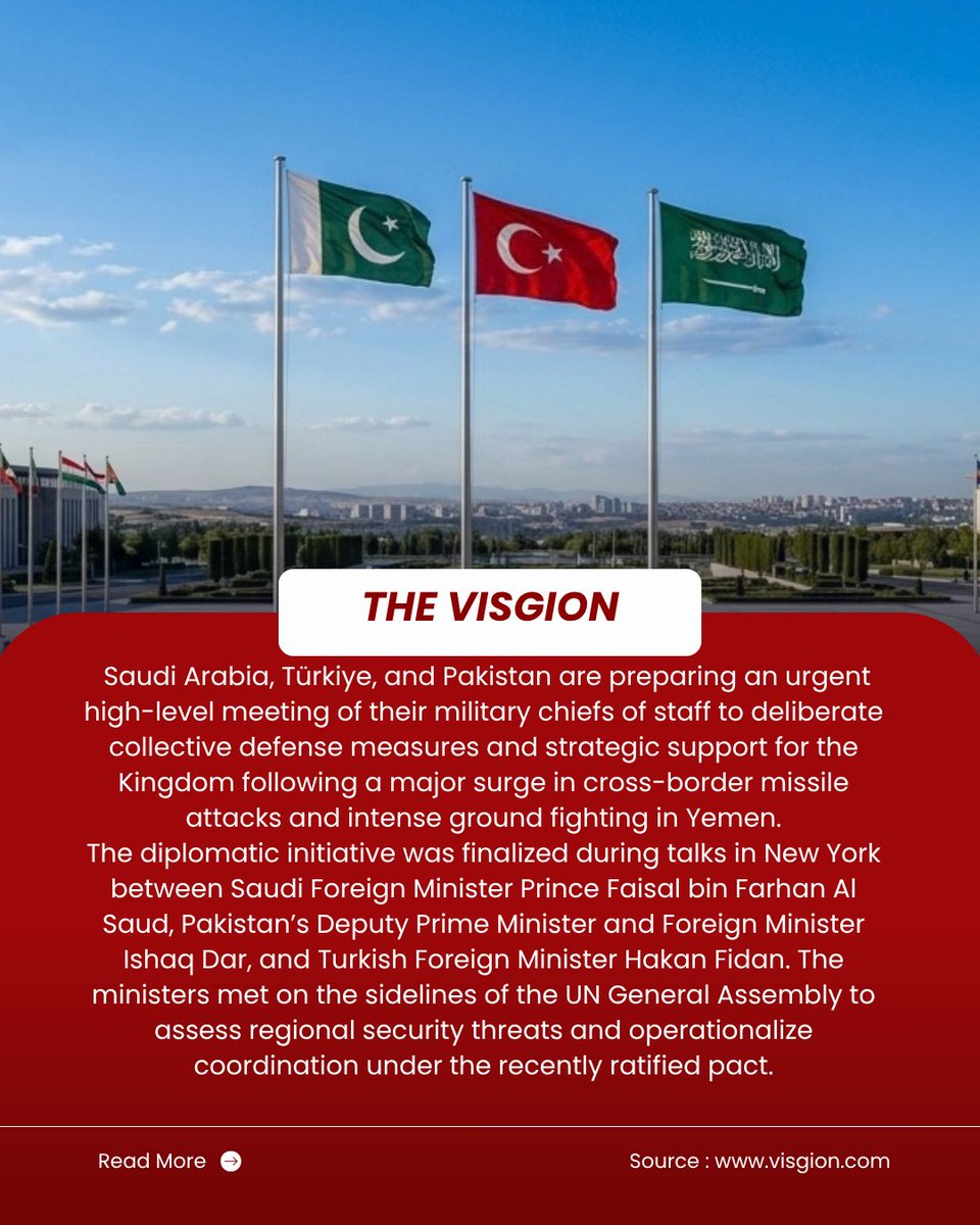VisgionBreaking's tweet photo. Saudi Arabia, Türkiye, and Pakistan are preparing an urgent meeting of their chiefs of staff to discuss military support for the Kingdom, following a surge in Houthi attacks on Saudi territory. 

#SaudiArabia #Turkiye #Pakistan #Yemen #Houthis #news https://t.co/XQHv2j4gLU