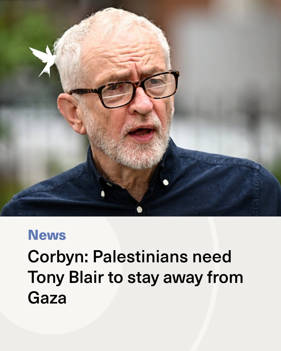 jeremycorbyn's tweet photo. It is not up to Blair, Trump or Netanyahu to decide the future of Gaza. That is up to the people of Palestine. https://t.co/aqZOAHBClg