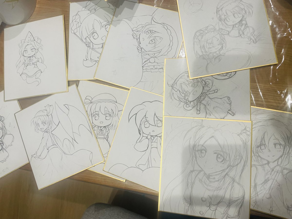 3k1kaza's tweet photo. 9/27のげんましん告知②！
こちらお品書きと、今あるミニ色紙です…
色塗り前のものが多すぎる‼️当日までにどれだけ完成させられるでしょうか？カラーが苦手です、よろしくお願いします‼️ https://t.co/k4BCOHEtve