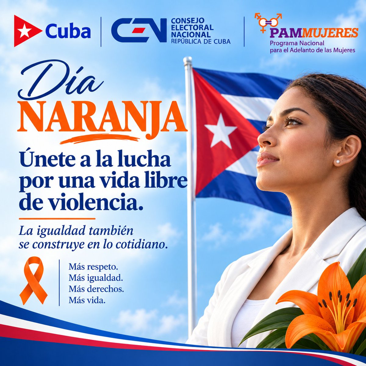 Elecciones_Cuba's tweet photo. 🧡 #DíaNaranja | Hoy reafirmamos nuestro compromiso con una sociedad donde todas las personas puedan vivir libres de violencia. Promover el respeto, la igualdad y los derechos es una tarea cotidiana que nos convoca a todas y todos. https://t.co/H7L8te0Dn9