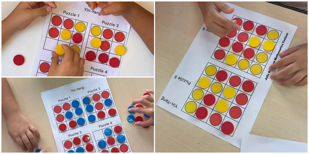 CarlesGranell4's tweet photo. Yin-Yang ☯️
👉🏼 Col•loca un cercle groc o vermell a cada casella buida seguint aquestes instruccions:
1️⃣ No pot haver-hi cap quadrat 2x2 del mateix color
2️⃣ Tots els cercles del mateix color han d’estar connectats
🔗 Proposta de @theJRMF a https://t.co/QKPUiJKM87 https://t.co/wHdcNrsyVv