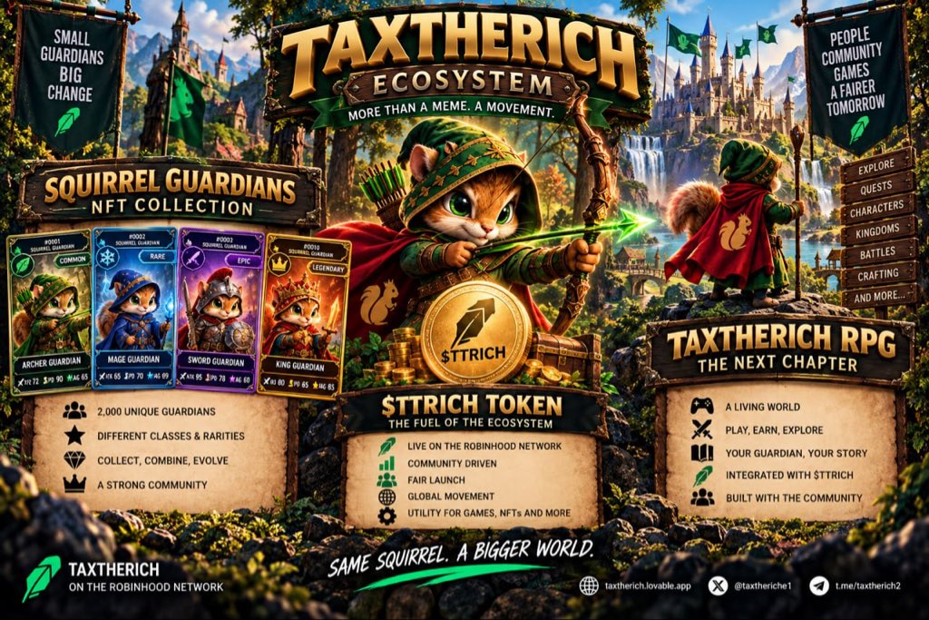 Taxtherichv2's tweet photo. One universe. Endless possibilities. 🌎

Welcome to TAXTHERICH! 🐿️

🃏 2,000 Squirrel Guardians
🪙 $TTRICH — LIVE
🎮 TAXTHERICH RPG — NEXT

The adventure is just beginning!

🌐 https://t.co/UkrCZNYIiQ
💬 https://t.co/40SLI1mbwX

$TTRICH #TaxTheRich #RPG #Web3Gaming https://t.co/GwxHlENpY5
