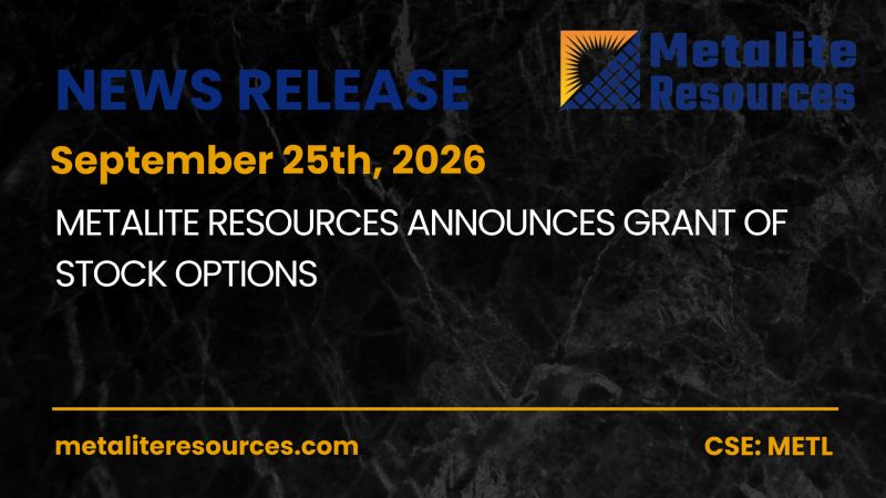 Metalite_Res's tweet photo. News Release:
Metalite Resources Announces Grant of Stock Options
Read the full news release here: https://t.co/3vlGRF4TKb
$METL.CN
#MiningNews #Mining #preciousmetals #miningexploration https://t.co/LbwcmCtNI9