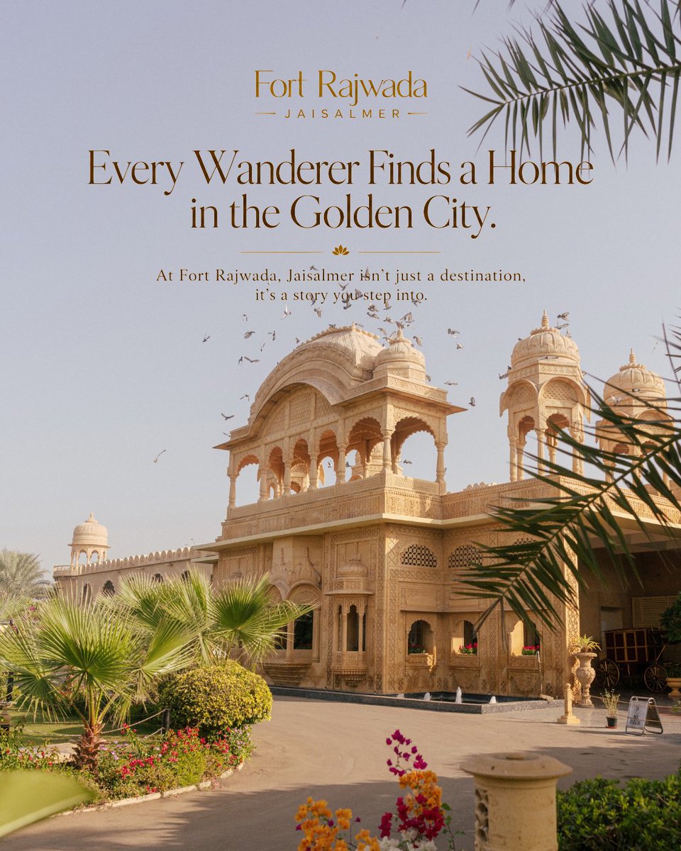 Fort_Rajwada_'s tweet photo. This #WorldTourismDay, discover #Jaisalmer beyond a destination.

Golden façades, desert horizons, and timeless stories await at #FortRajwada.

Every wanderer finds a home in the #GoldenCity.

📞 +91 97722 09004
🌐 https://t.co/l171e2ltQP

#HeritageLuxury #Rajasthan #Wanderlust https://t.co/7uB4IJMX3O