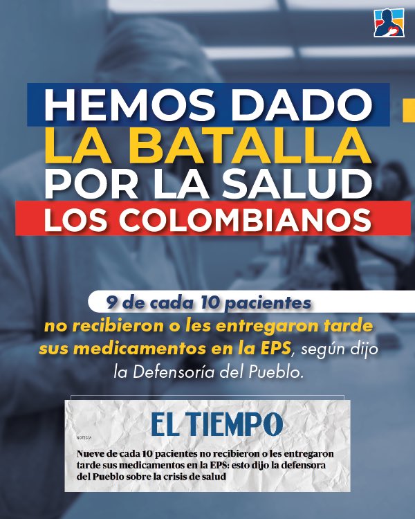 CeDemocratico's tweet photo. Hemos dado la batalla por la salud de los colombianos, frente a un sistema que necesita recuperarse: EPS intervenidas, pacientes sin medicamentos y tutelas que no dejan de crecer.

Únete al partido de la mano firme y el corazón grande. Hazte militante en https://t.co/rAVkUN9xju https://t.co/SPtZc2mxBM