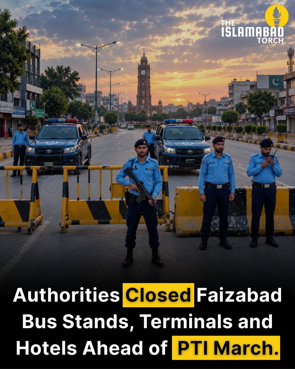 IslamabadTorch's tweet photo. Ahead of PTI’s Sept 27 march, authorities reportedly shut bus terminals, hotels and businesses around Faizabad amid heightened security and route restrictions. https://t.co/wjQIfcQwAQ