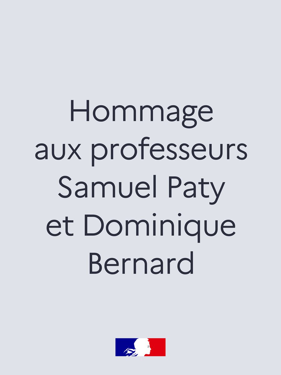 Eduscol's tweet photo. 📍Hommage aux professeurs Samuel Paty et Dominique Bernard, mardi 13 octobre 2026.

Des ressources accompagnent les équipes éducatives qui souhaitent organiser un temps d'échange et d'analyse et prolonger le travail de réflexion avec leurs élèves.

https://t.co/4uk8Yn5sMh https://t.co/WEk0DsGTjj