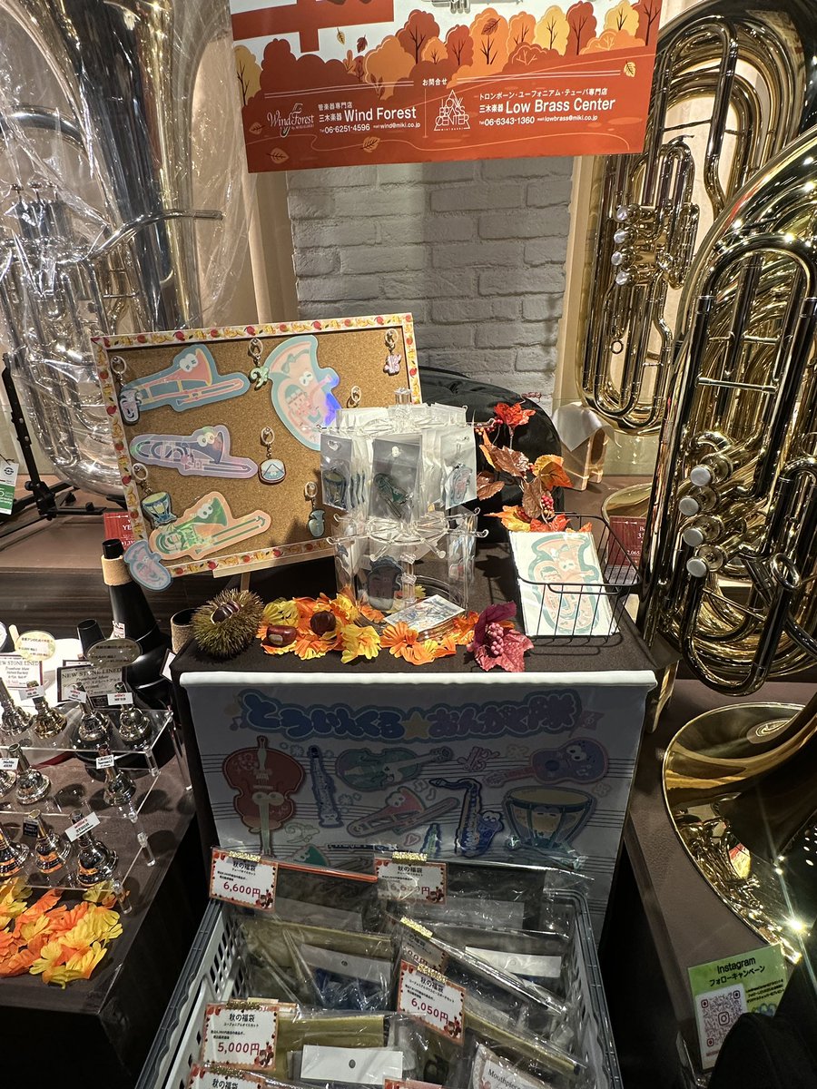 oto_twinkle's tweet photo. 先日三木楽器 Wind Forestさん＆LowBrassCenterさんへご挨拶に伺いました🎵

とぅいんくる☆おんがく隊のグッズを、入口横や楽器に囲まれた素敵な場所でお取り扱いいただいています🥹💞
タペストリーまで飾っていただいて感激…！

三木楽器さんにお越しの際は、ぜひチェックしてみてくださいね🎷 https://t.co/Au10Xx7zh6