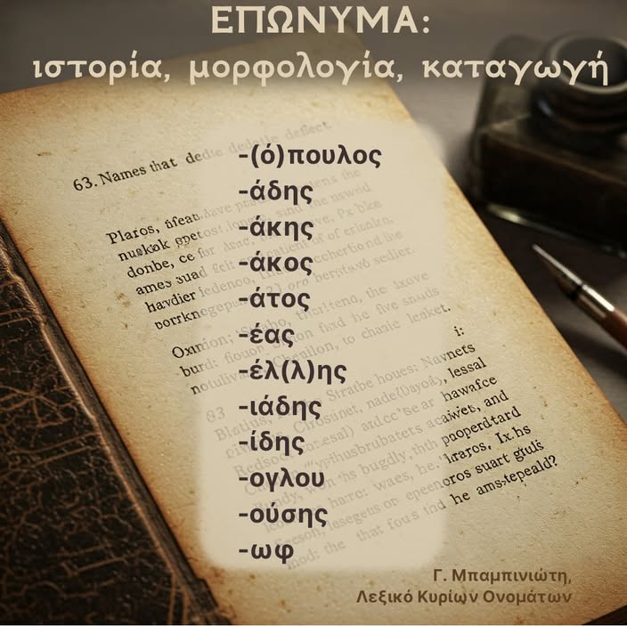lexicon_gr's tweet photo. 1/ 📕✍️Επώνυμα: Ιστορία, μορφολογία και καταγωγή 

(Επειδή υπήρξε αρκετό ενδιαφέρον για τα επώνυμα, παραθέτουμε εκτενέστερο και αναλυτικότερο, σε σχέση με το χθεσινό, σχετικό κείμενο από το Λεξικό Κυρίων Ονομάτων)
______________________ https://t.co/j5y8S3ut14
