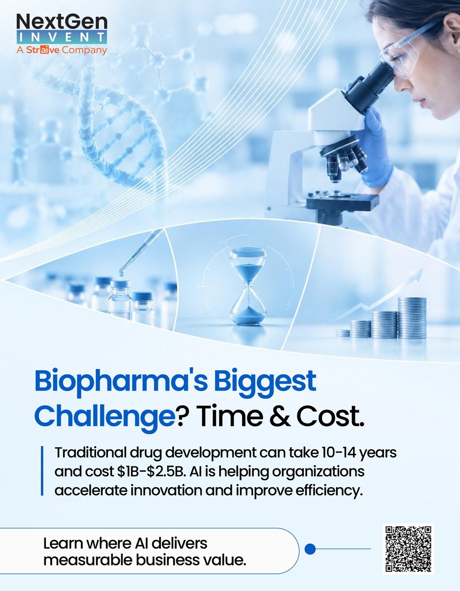 NextGenInvent's tweet photo. AI is transforming biopharma, helping organizations accelerate drug discovery, optimize clinical trials, improve manufacturing, and strengthen compliance.

Explore high-value AI use cases: 🔗 https://t.co/8Lzd55u09r

#AI #Biopharma #LifeSciences #NextGenInvent #Straive https://t.co/Qo1Y4V5K6J