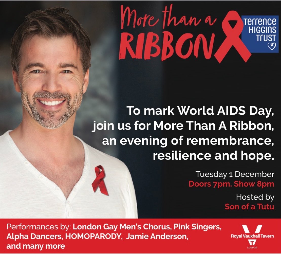 THTchampions's tweet photo. ❤️ More Than A Ribbon ❤️
Join us this #WorldAIDSDay, 1 December, at @thervt for an evening of remembrance, resilience and hope.
🎤 Hosted by Son of a Tutu 🎶 Live music, dance and drag
All supporting Terrence Higgins Trust. 💜
https://t.co/ibV9Gol4ZA https://t.co/ld3iYAa06t